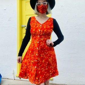 VTG 1990 Floral Dress & matching mask set